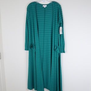 Lularoe Sarah Striped Teal Duster Cardigan S